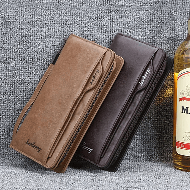 Balebaily Long Wallet for Men & Women with Zipper Pocket 15 Card Slots and Photo Window - Black