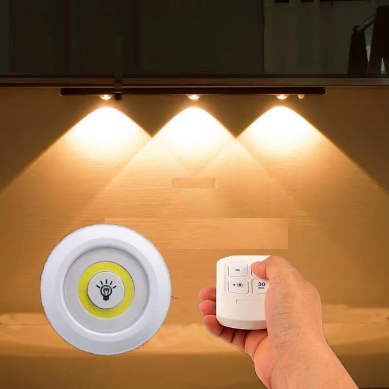 Pack of 3 LED Remote Control Tap Lights | Self-Adhesive Cabinet, Wardrobe & Kitchen Lights