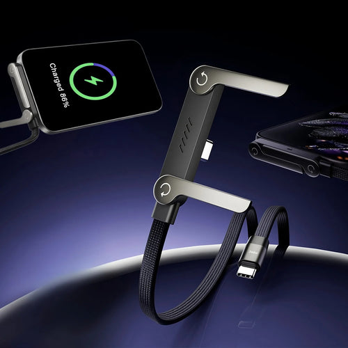 240W Folding Phone Holder With Right Angle Fast Charging Cable - Electronic Accessory Designed For Device Support And Daily Charging Routine