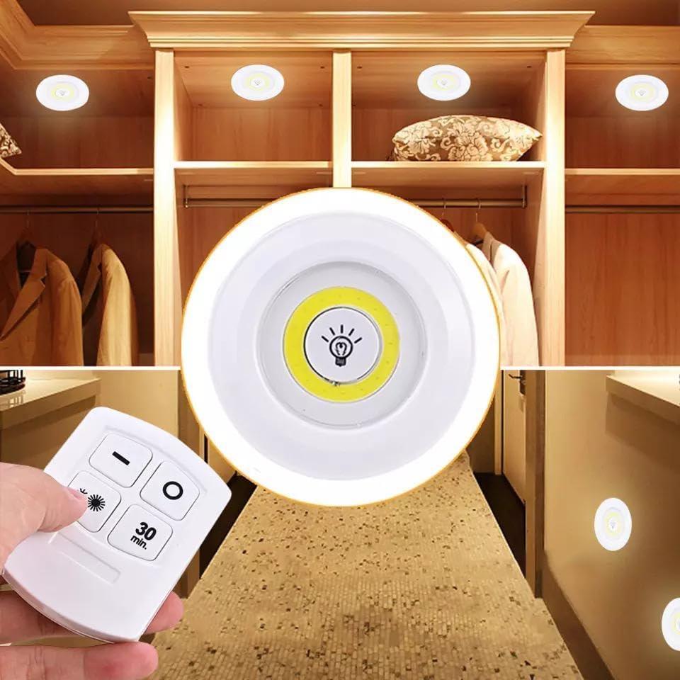 Pack of 3 LED Remote Control Tap Lights | Self-Adhesive Cabinet, Wardrobe & Kitchen Lights