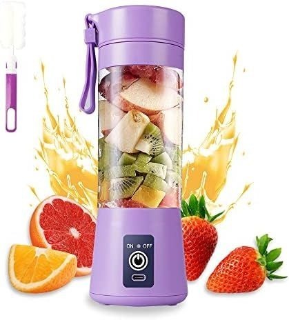 6 Blade Mini Portable USB Juicer Blender Compact Cordless Fruit Mixing Cup And Smoothies Maker - 380ML Capacity (Random Color)