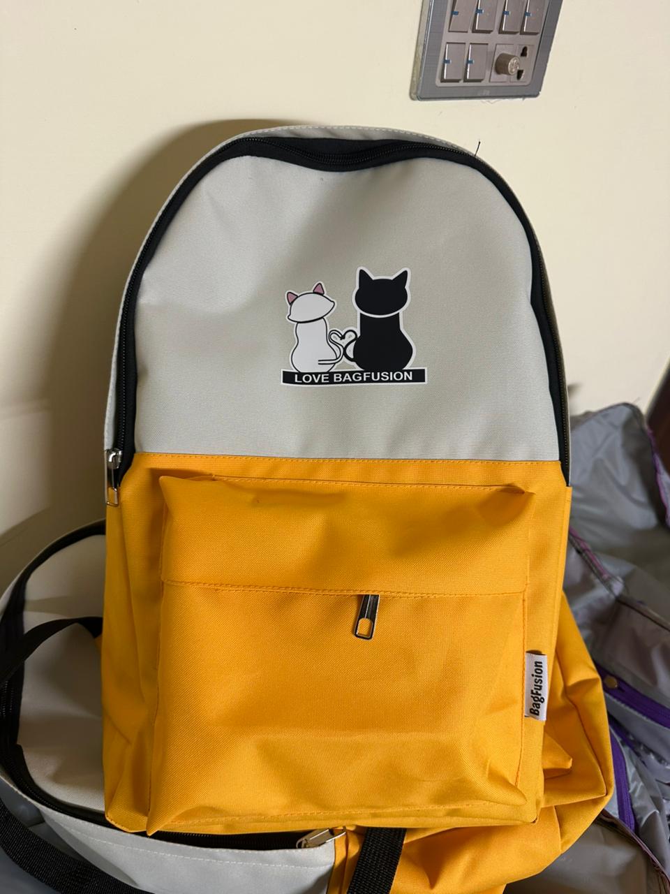 Cute Cat Print 4-in-1 School Bag Set for Girls – Backpack, Handbag, Crossbody Pouch, Pencil Case & Lunch Bag Stylish Combo - Black
