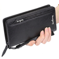 Balebaily Long Wallet for Men & Women with Zipper Pocket 15 Card Slots and Photo Window - Black