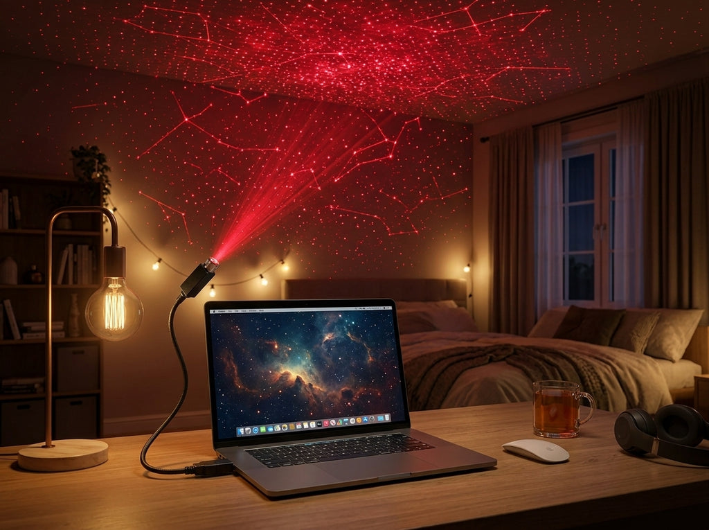 USB Car Roof Star Night Light Projector, 360° Flexible Gooseneck Ambient Atmosphere Galaxy Lamp, Adjustable Rotating Multi-Pattern Starry Sky Light for Car Interior, Bedroom, Party (Plug & Play)