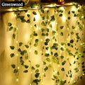 Artificial Plant Leaves bail with 7 ft LED Fairy Lights Battery Operated and 7 ft Bail Leaf Lights for room decoration wall Hanging flowers