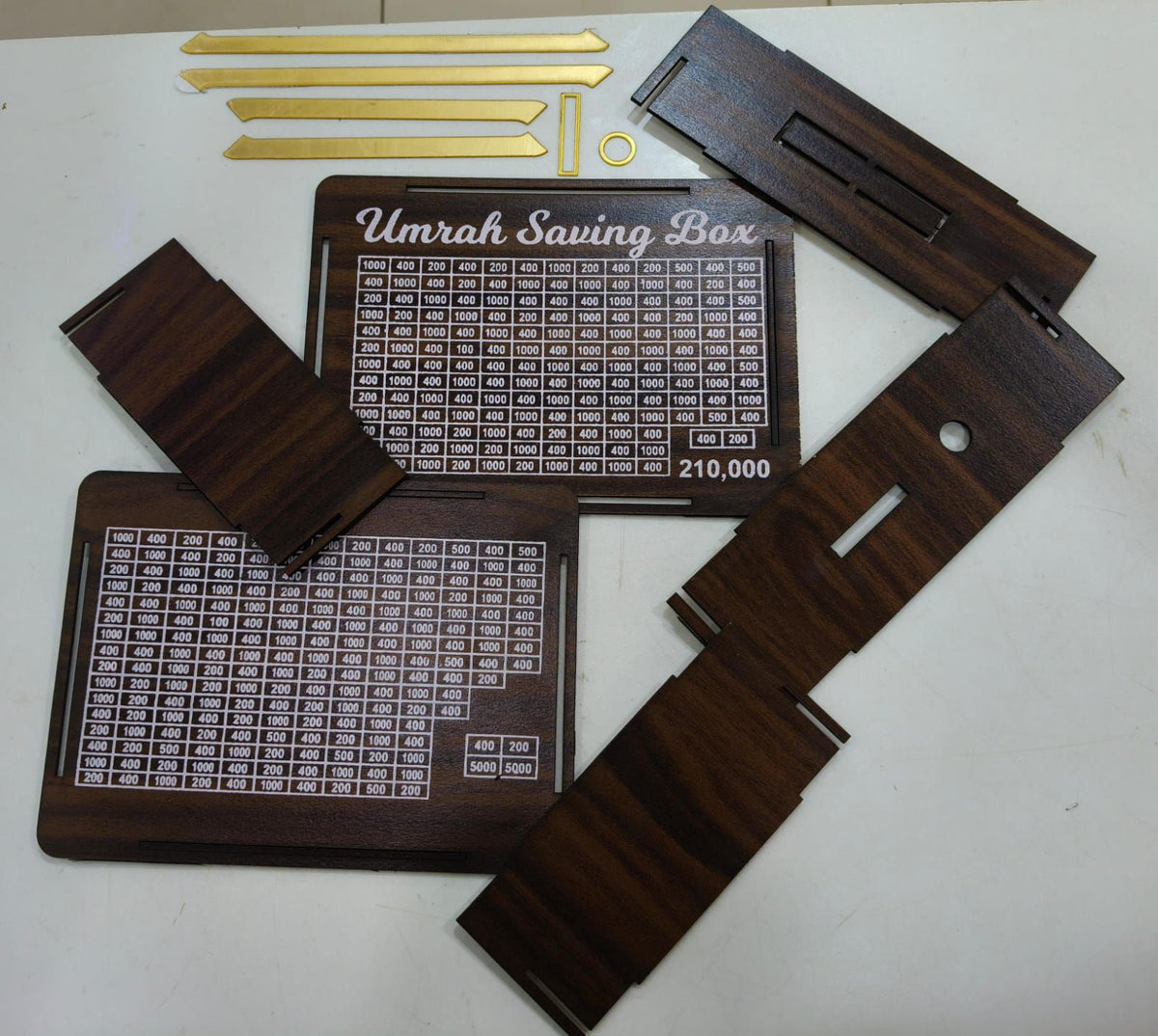 Wooden Umrah Saving Box | Premium Money Box with 210,000 Goal Tracker | Elegant Islamic Design for Charity, Donations & Umrah Fund